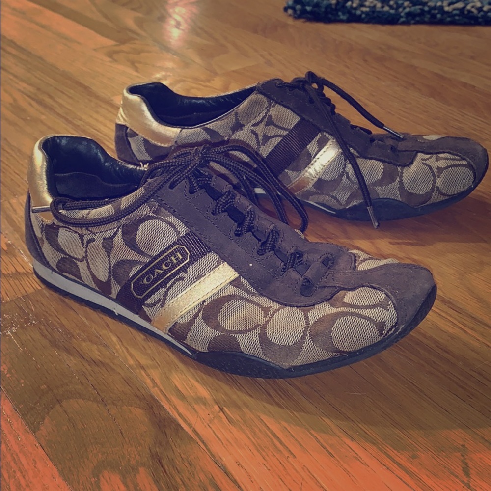 Brown Tab Gold Coach Katelyn sneakers-